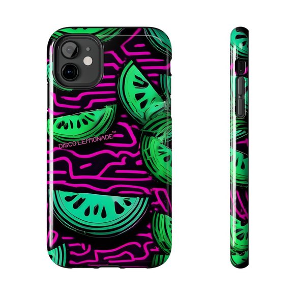 IPhone, DISCO LEMONADE Neon Watermelon Slice Hot Pink, 2 Piece Tough Phone Case, - Picture 8 of 10